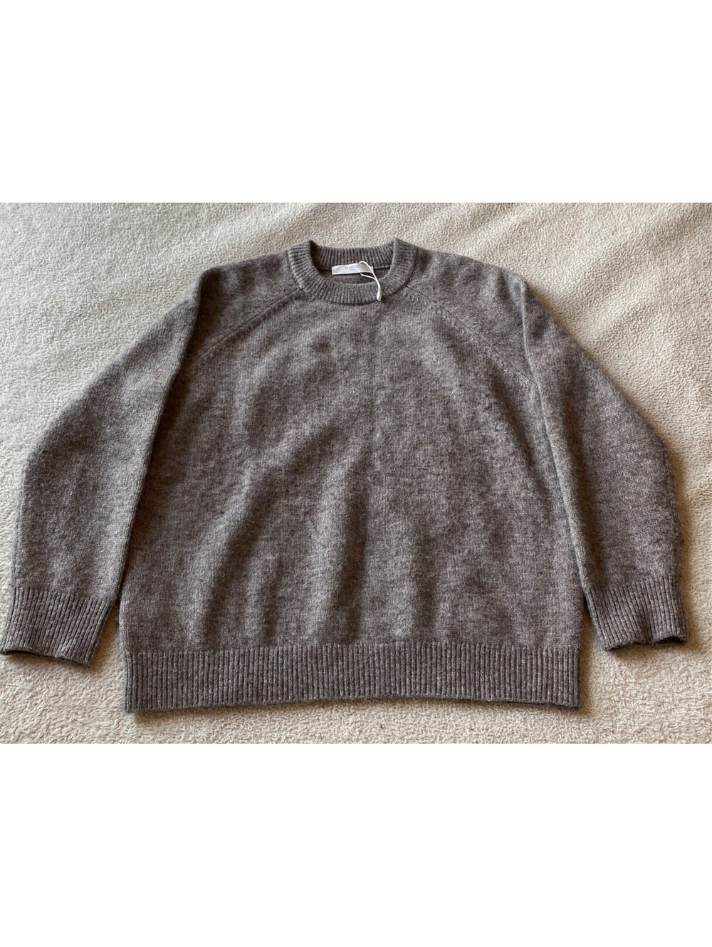 NEW MANGO Gray Brown Crew Neck Marled Sweater Men's Small Wool Blend NWOT